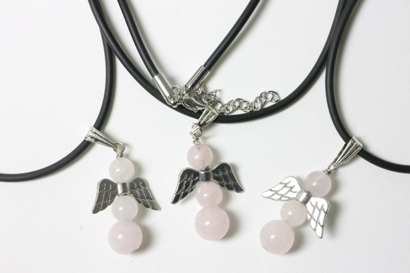 Rose quartz angel pendant / necklace