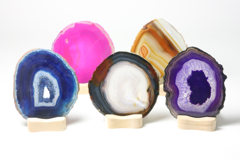 Set of 5 agate plates approx. 13-15cm A/B quality.