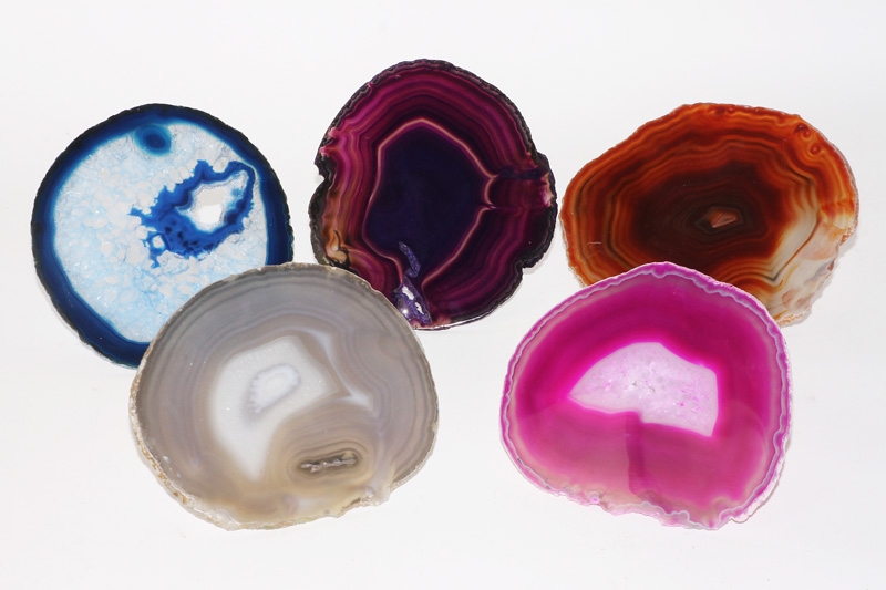 Set of 5 agate plates approx. 13-15cm A/B quality.