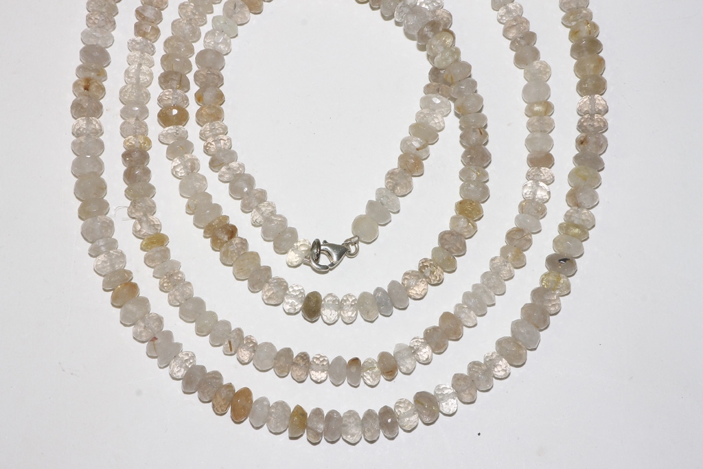 Rutilated quartz necklace button fac. approx. 6.5mm/45cm