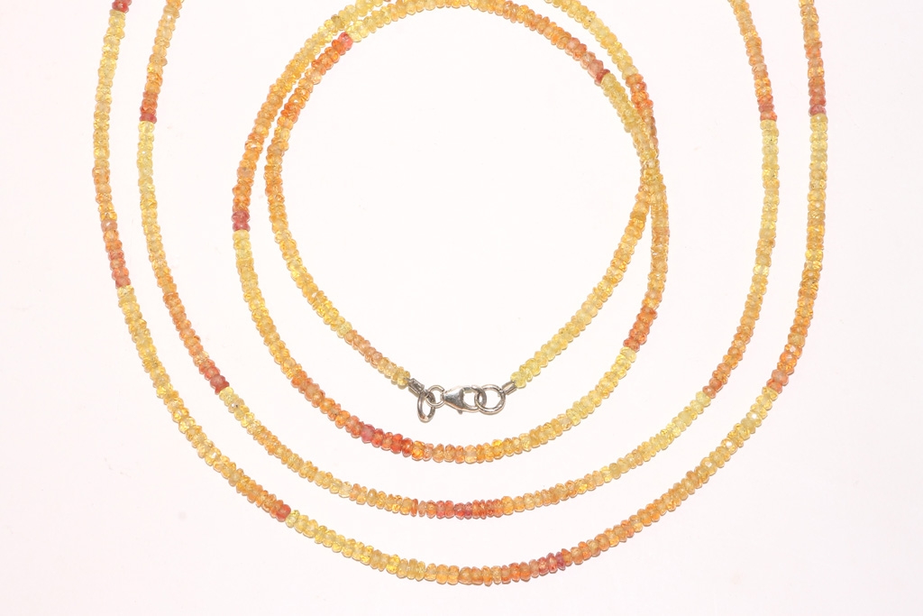 Sapphire necklace yellow/pink fac. approx. 3mm/45cm