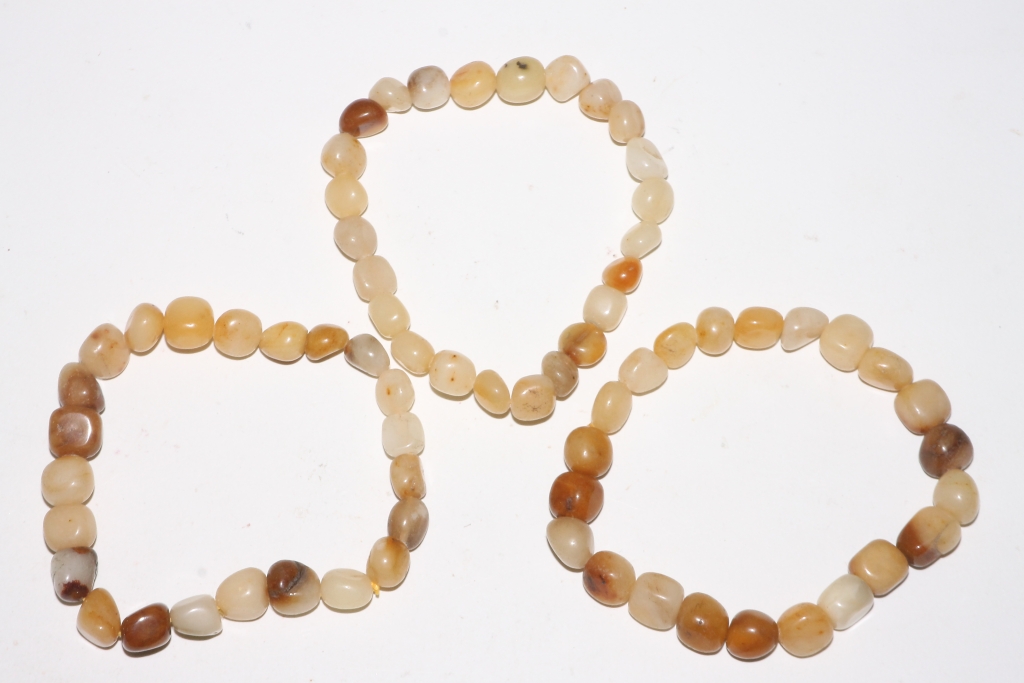 Set of 3 Yellow Agate Nugget Bracelet