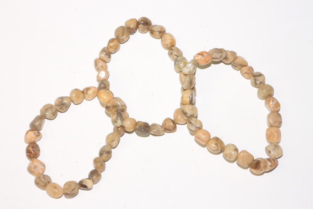 Set of 3 crazy lace agate nugget bracelets