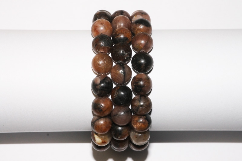 Chiastolite ball bracelet 10mm