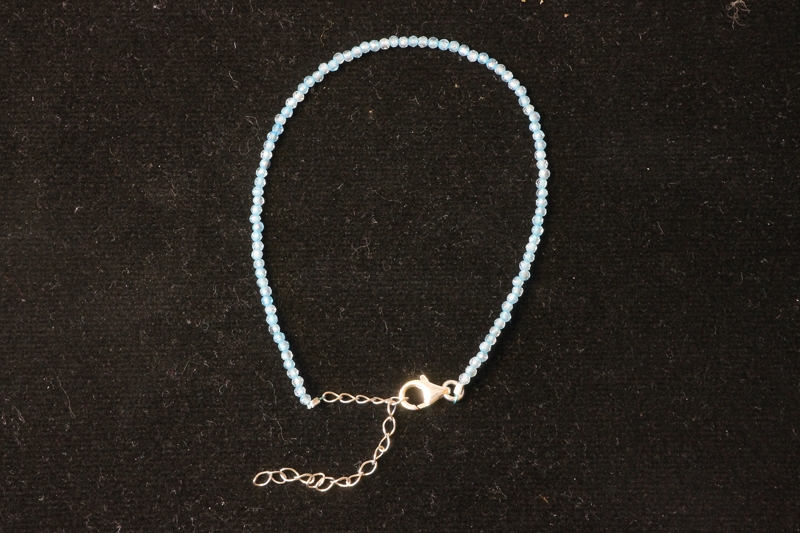 Blue topaz bracelet ball fac. ca.2mm/17+4cm