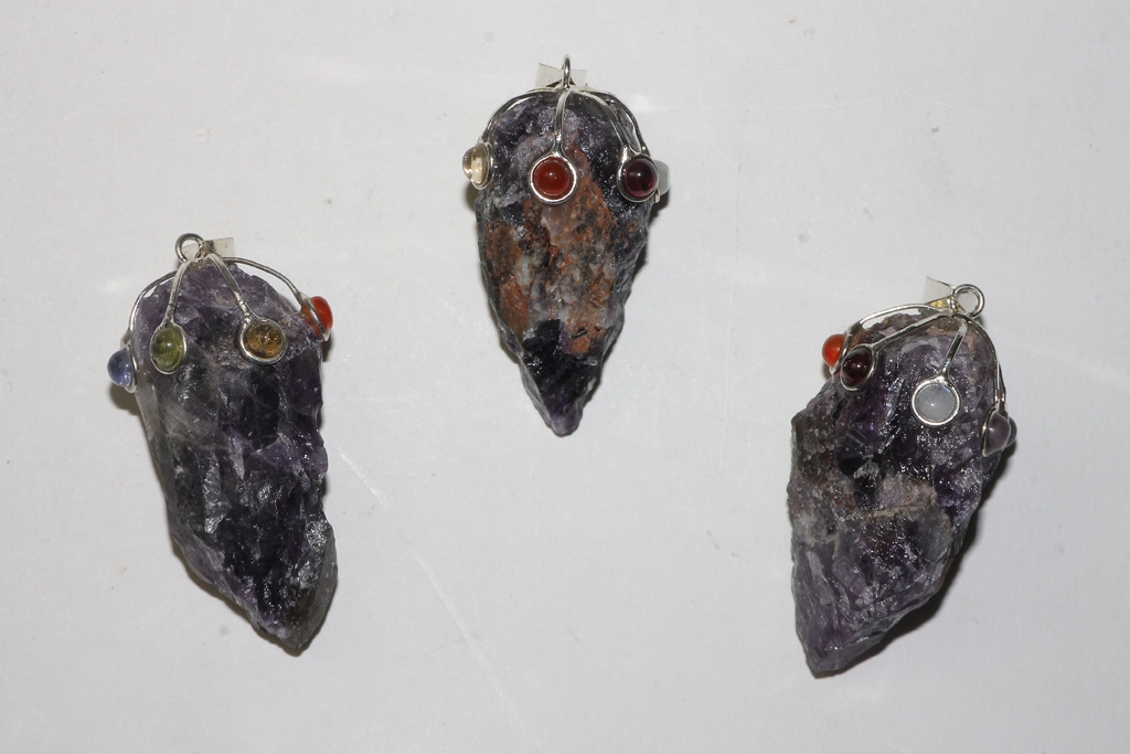 Amethyst chakra pendant raw