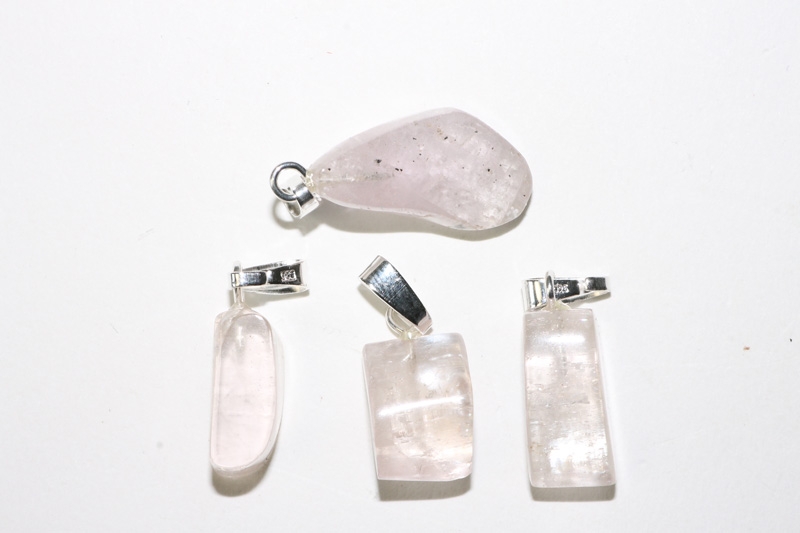 Kunzite A (spodumene) tumbled stone with eyelet