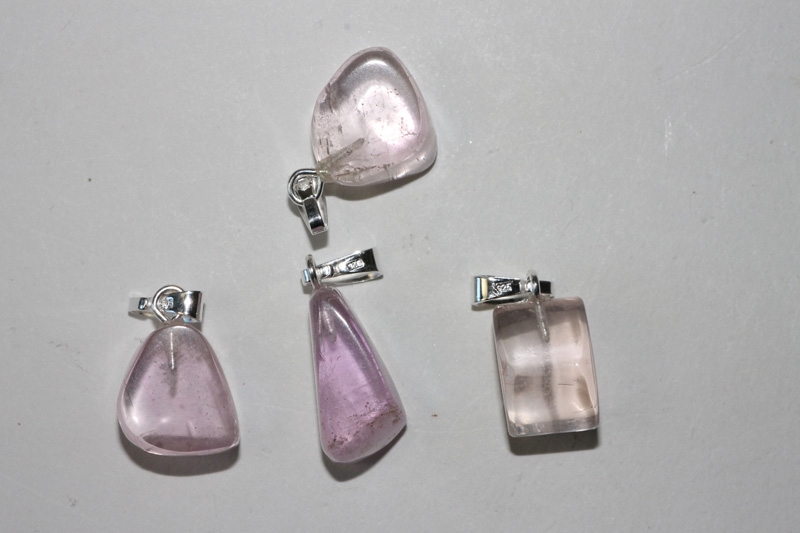 Kunzite B (spodumene) tumbled stone with eyelet