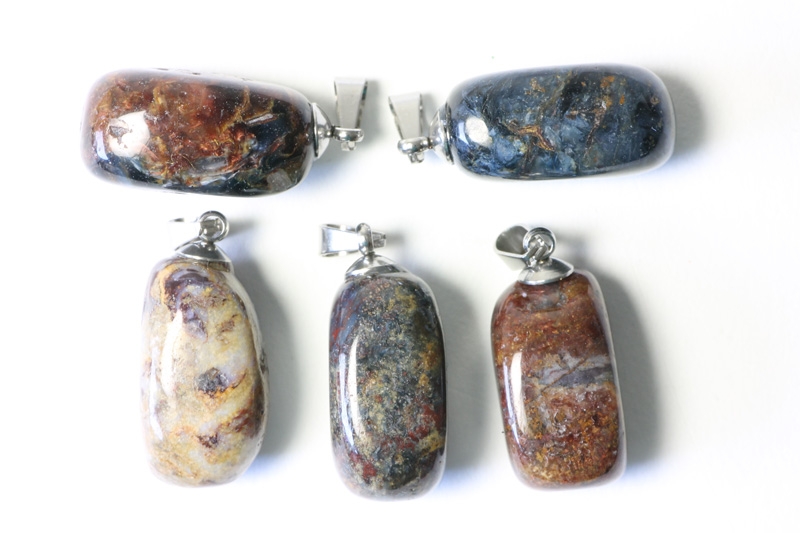 Set of 5 Pietersite tumbled stones with eyelet