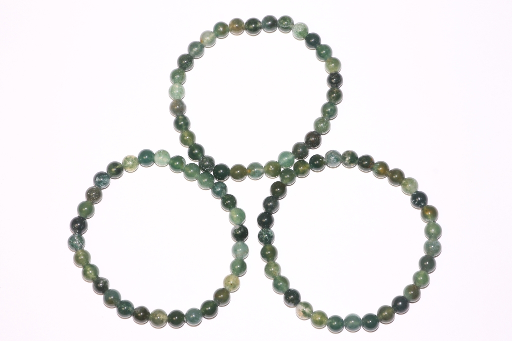 Moss Agate Ball Bracelet 6 mm