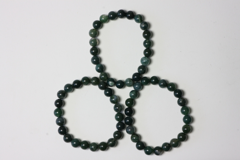 Moss Agate Ball Bracelet 8 mm