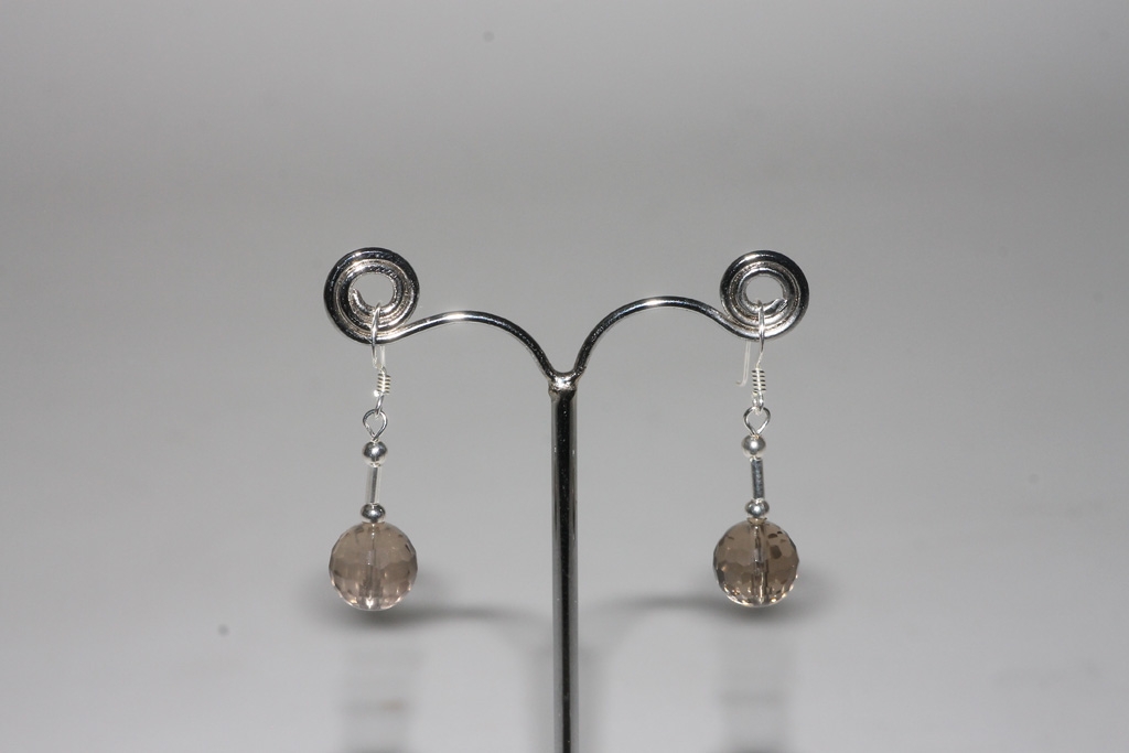 3 pairs of smoky quartz earrings 10 mm ball fac. Sterling-silver