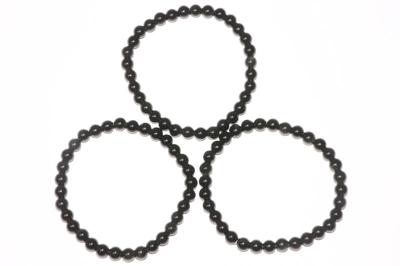 Obsidian black Ball Bracelet 6 mm