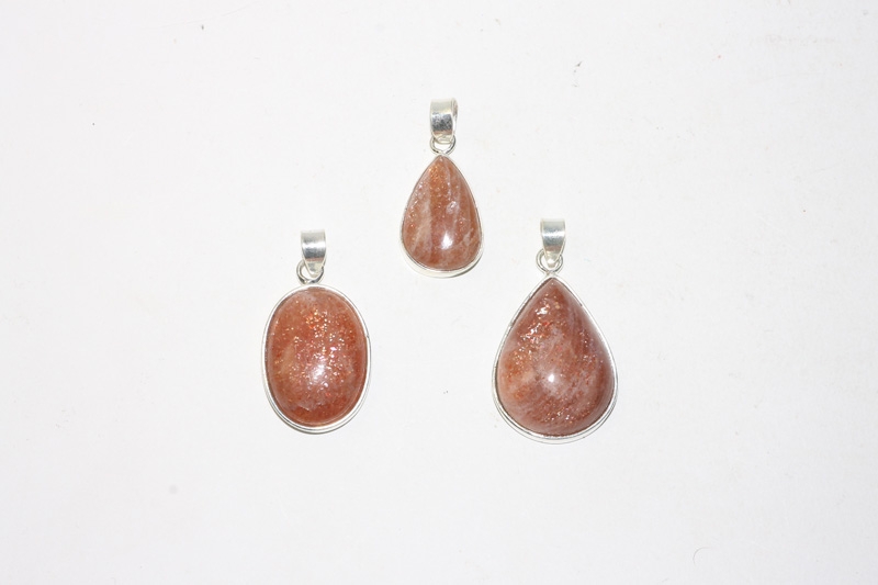 Sunstone pendant approx. 22x15mm 925 silver