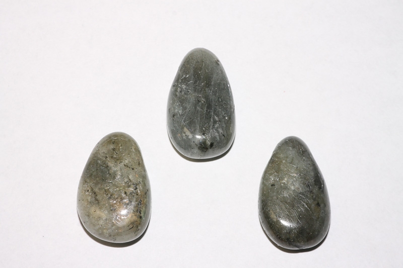 Set of 5 drilled labradorite tumbled stones
