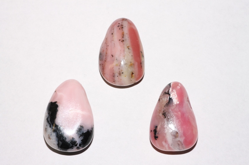 Set of 5 opal pink Peru tumbled stone drilled