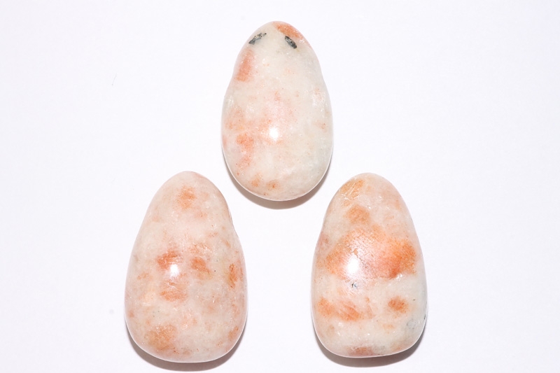 Set of 5 sunstone tumbled stone drilled