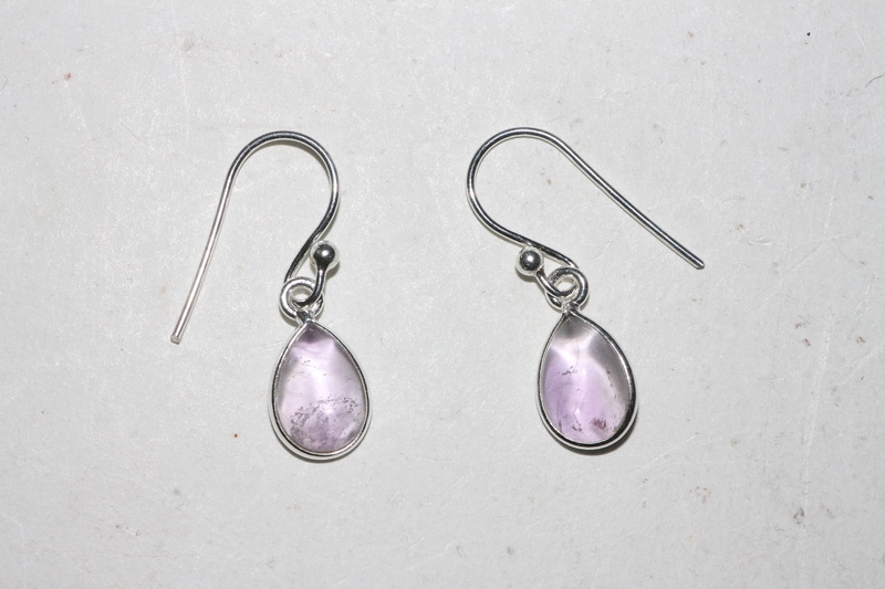 Amethyst Earrings Cab. Drop Sterling-silver