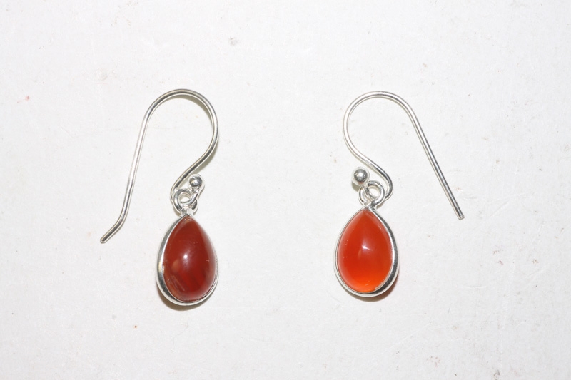 Carnelian Earrings Cab. Drop Sterling-silver