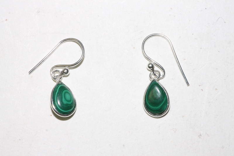 Malachite Earrings Cab. Drop Sterling-silver