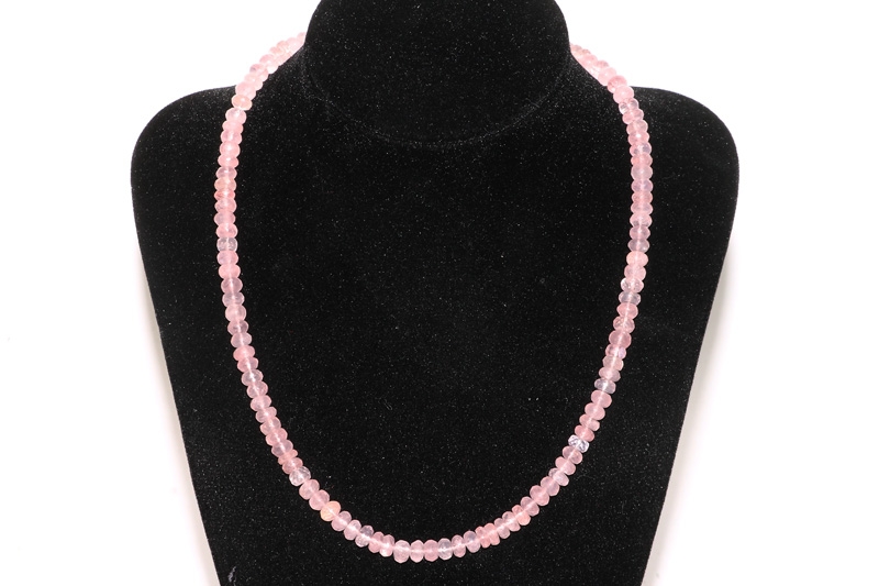 Rose quartz chain button fac. approx. 5.5mm/45cm