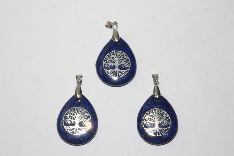 3 pieces of lapis pendant drop tree of life