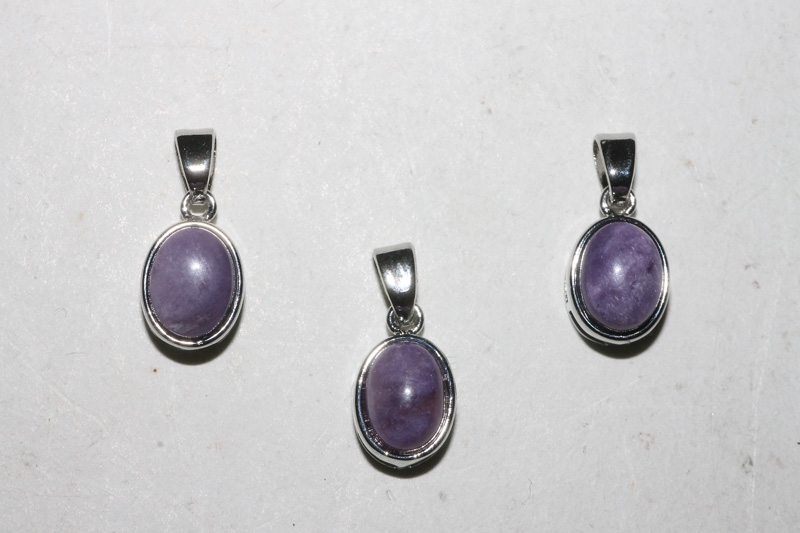 3pcs. Charoite pendant oval approx. 6x8mm