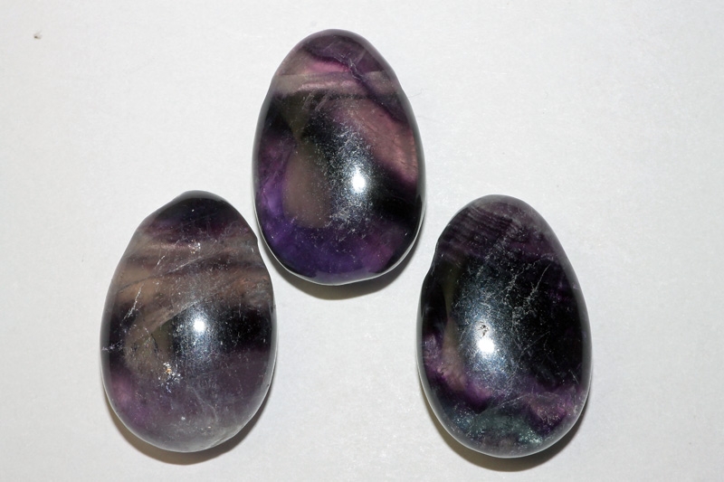 Set of 5 Rainbow Fluorite Drum St. burned