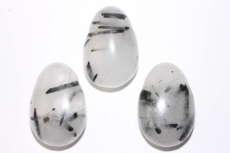 Set of 5 tourmaline quartz tumbled stone drilled