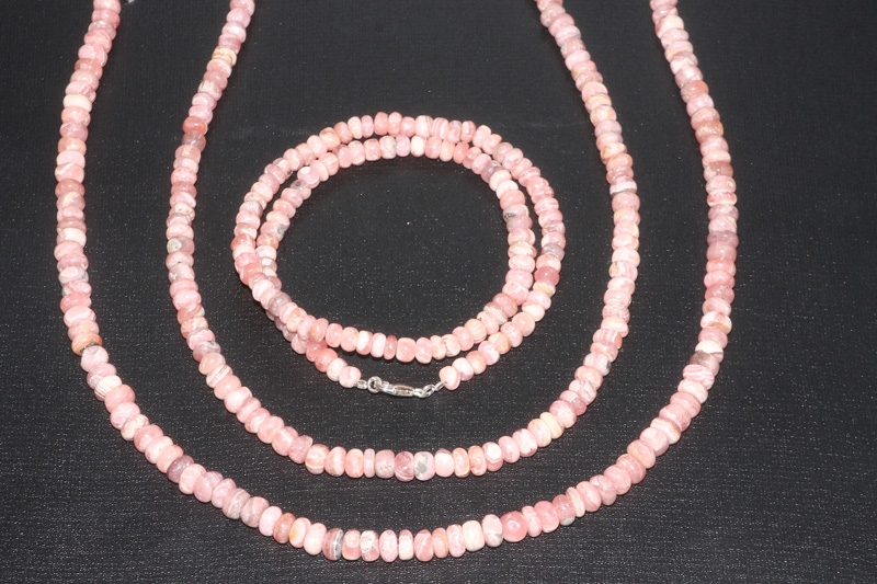 Rhodochrosite chain button approx. 6-7mm/45cm