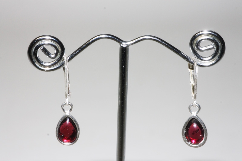 Garnet earrings drop Sterling-silver