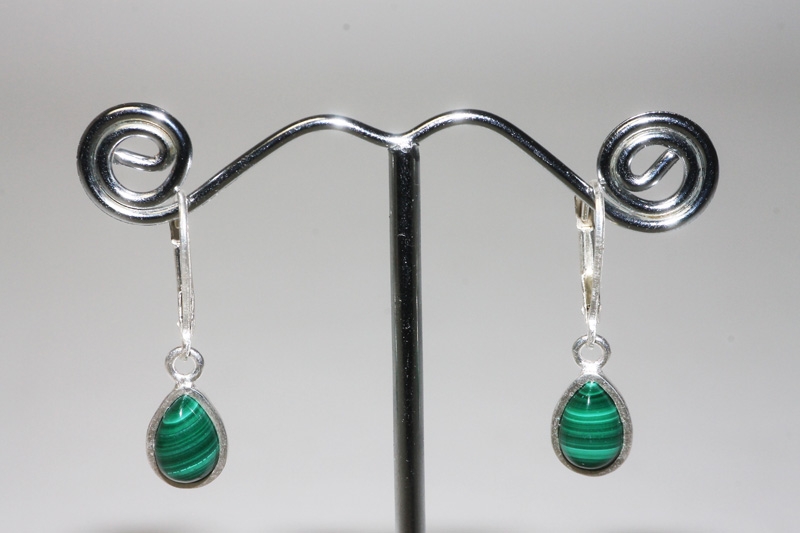 Malachite earrings drop Sterling-silver