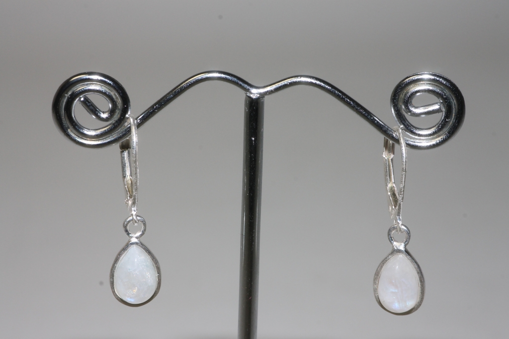 Rainbow moonstone earrings drop Sterling-silver