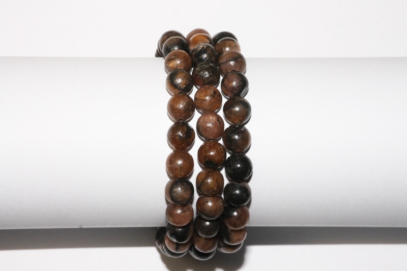 Chiastolite ball bracelet 8mm