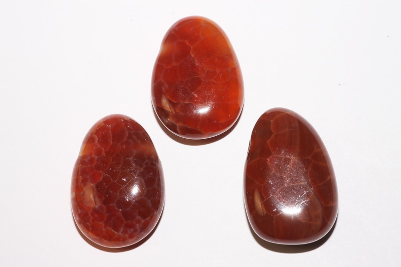 Set of 5 red agate drilled tumbled stone