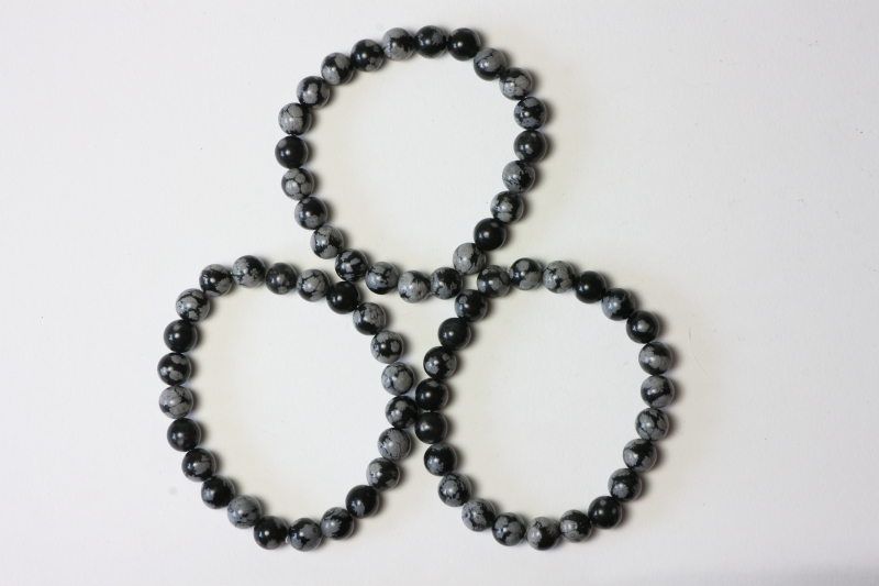 Schneeflockenobsidian Kugelarmband 8 mm