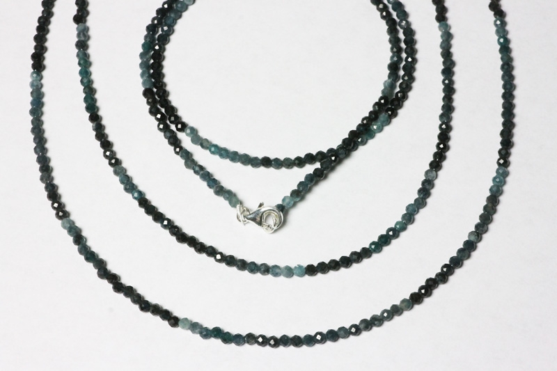 Indigolite tourmaline necklace faceted, approx. 2-3mm/45 cm
