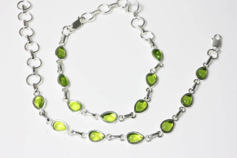 Peridot Armband Cab. 925erSilber