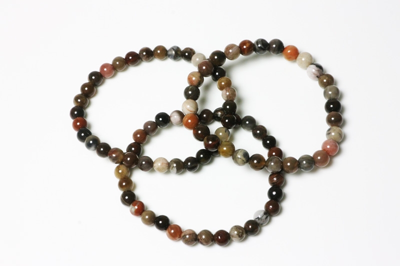 Petrified wood bead bracelet 6 mm