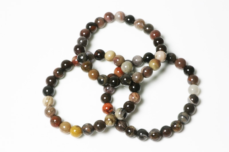 Petrified wood bead bracelet 8 mm
