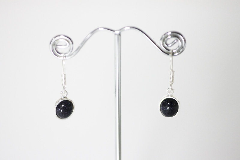 Bluesandstone synth. Earrings Cab. Drop Sterling Silver