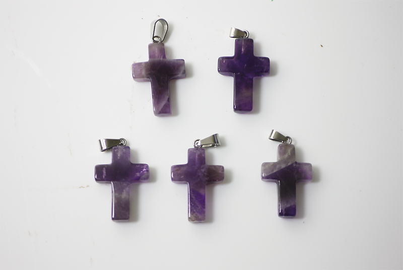 5St. Amethyst Kreuzanhänger mit Öse