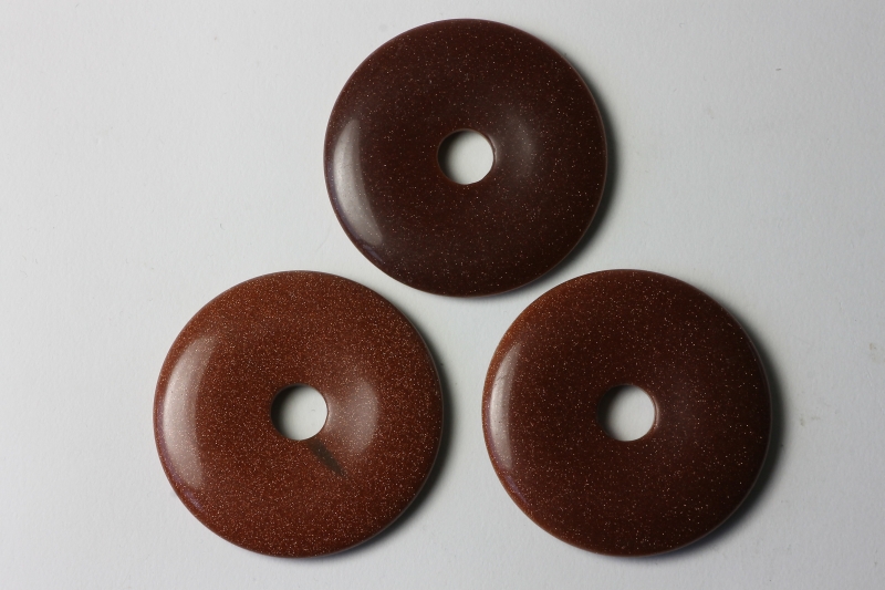 Set of 3 gold sandstone synthetic 50mm donuts