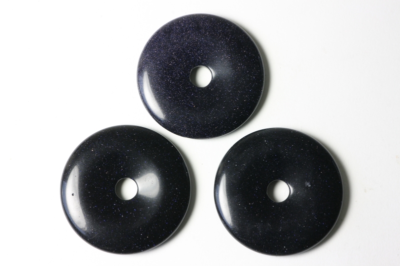 Set of 3 blue sandstone synthetic 50mm donuts