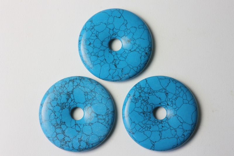 Set of 3 turquoise rec. 50mm donuts