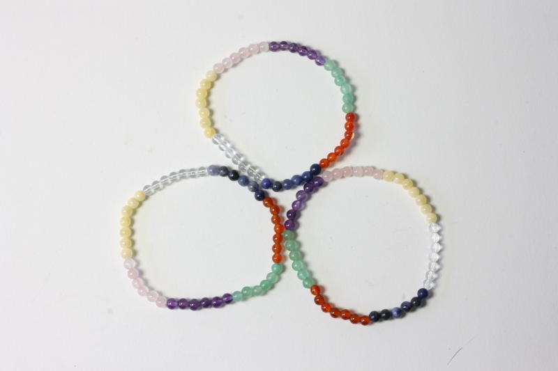 Multicolor Chakra ball bracelet 4mm