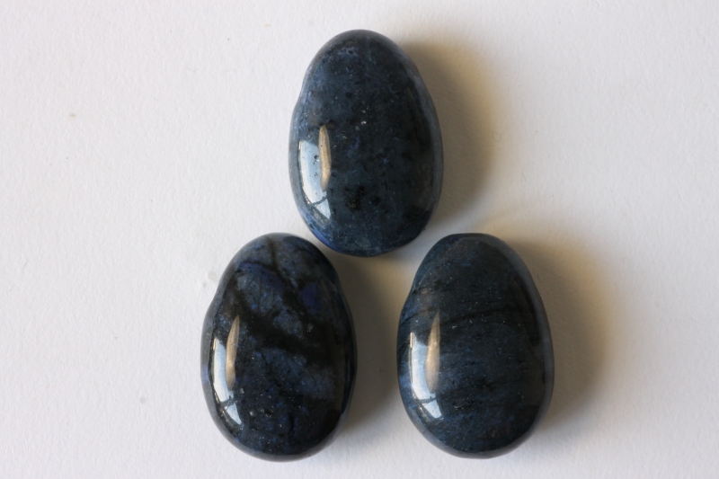 Set of 5 drilled Dumortierite tumbled stones