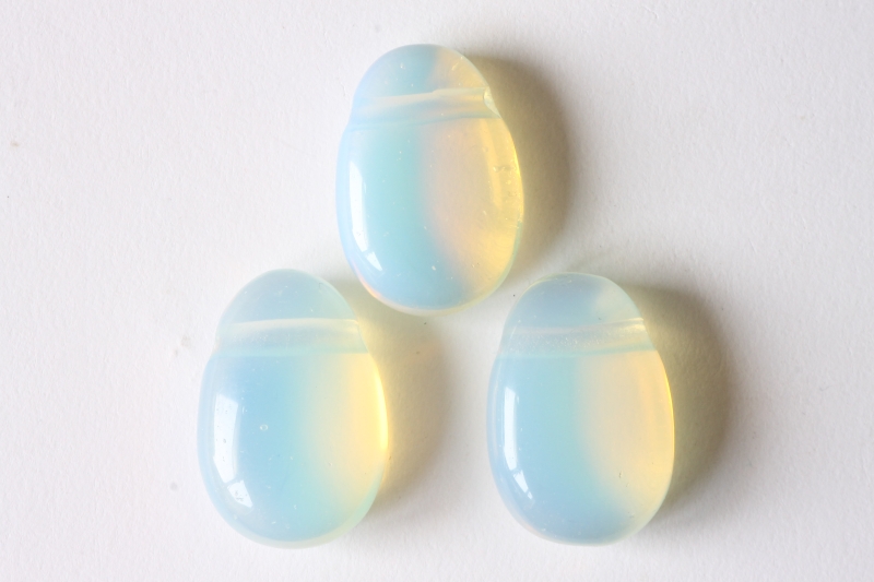 Set of 5 opal glass synthetic tumbled stones drilled