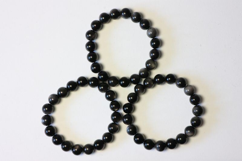 Silber-Obsidian Kugelarmband 10mm