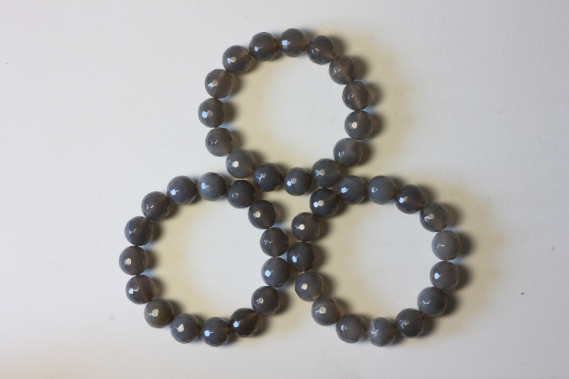 Agate ball bracelet 13-14mm fac. gray-blue